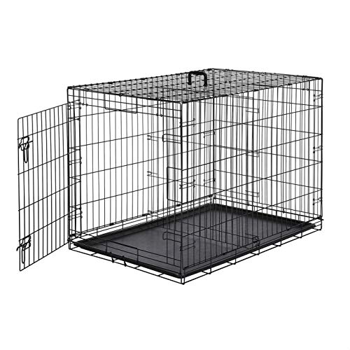 AmazonBasics - Jaula plegable de metal para mascota (una puerta, 107 cm largo)