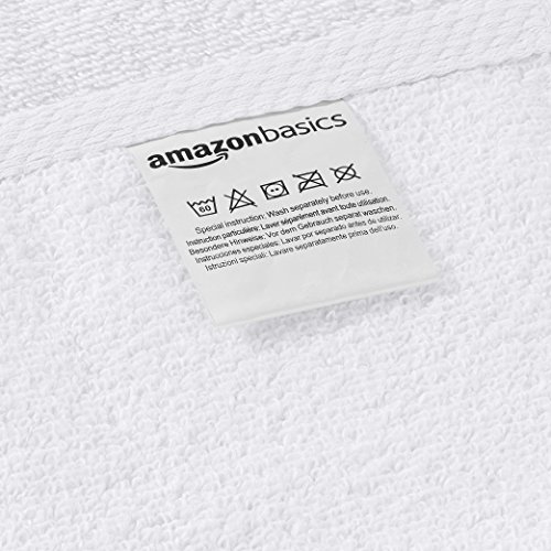 AmazonBasics - Juego de 4 toallas de secado rápido, 2 toallas de baño y 2 toallas de mano - Blanco