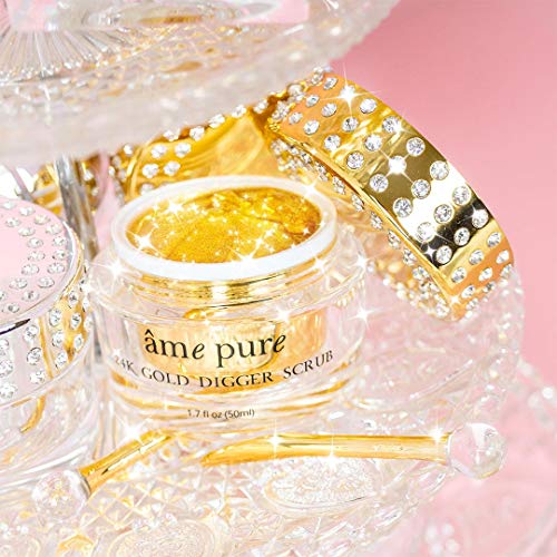 âme pure® 24K Gold Digger Scrub su fórmula 100% natural con copos de oro puro y vitamina E estan diseñados reducir el aspecto de las líneas de expresión, las marcas del acné y la decoloración (50 ml)