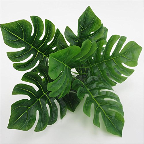 Amesii - Planta artificial con hojas de gran simulación, Monstera, color verde, 1 unidad