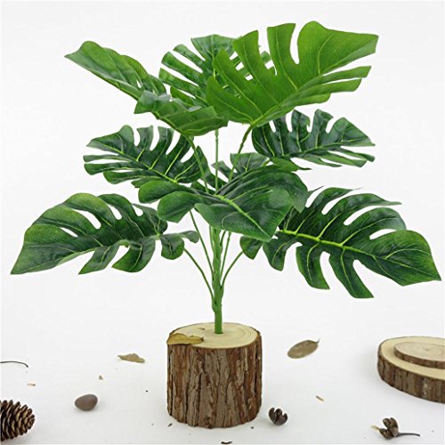 Amesii - Planta artificial con hojas de gran simulación, Monstera, color verde, 1 unidad