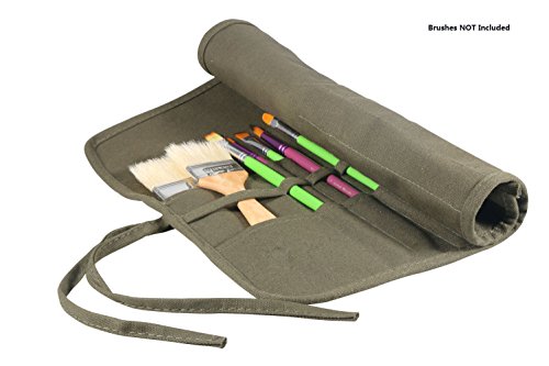 AMGOMH Estuche Pinceles 22 Ranuras Enrollable Organizadores de Brochas Bolsa de Pincel para Lápiz Pinceles de Pintura, Pinceles óleo, Pinceles Acuarelas, Pinceles Acrilico (Verde del Ejército)