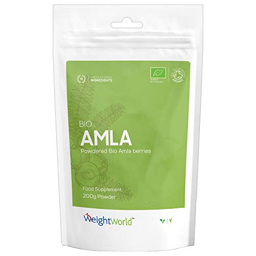 Amla Pura Orgánica en Polvo 200 gr - Fortalece El Crecimiento Capilar y la Salud Del Pelo, Cuidado Profundo Del Cabello, Fuente Alta de Vitamina C Natural, Grosella Espinosa India Pura, Vegano