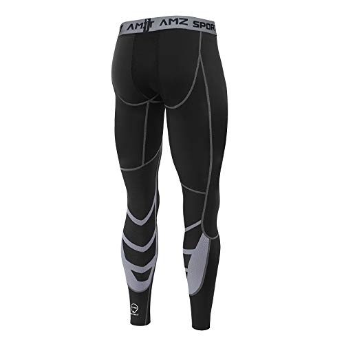 AMZSPORT Pantalones Deportivos de Entrenamiento para Hombre Medias de Compresión de Secado Rápido, Negro L