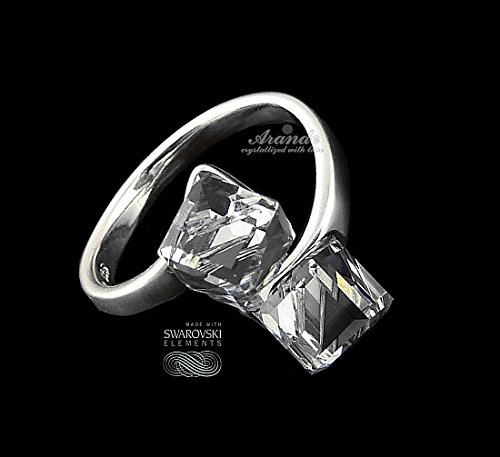 Anillo de cristales de Swarovski, anillo de cristal ajustable, plata de ley 925