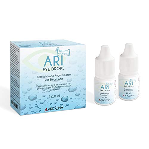 ARI EYE DROPS gotas oculares - 2 x 10ml gotas oculares con hialuron contra la sequedad de los ojos - hidratante y calmante - paquete doble