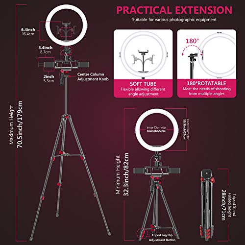 Art DNA Anillo de Luz USB 10 Pulgadas con Soporte y 3 Soportes para Teléfono USB Selfie Halo Luz con 2 Ranuras de Montaje Adicionales Regulable Bicolor para Maquillaje Vlogging Youtube TikTok Video