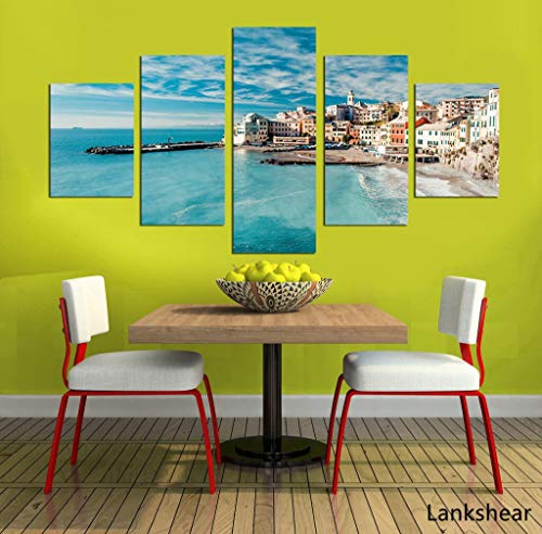 Arte de la pared imágenes de alta definición impresiones de la lona de 5 Piezas ancho del paisaje marino Pintura de pósters for la sala principal marco de la decoración ( Size : 30x40 30x60 30x80cm )