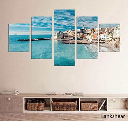 Arte de la pared imágenes de alta definición impresiones de la lona de 5 Piezas ancho del paisaje marino Pintura de pósters for la sala principal marco de la decoración ( Size : 30x40 30x60 30x80cm )