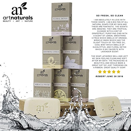 ArtNaturals Set de 6 Pastillas de Jabón - (6 x 4oz) - Cada Una. 100 % Naturales Y Enriquecidas Con Aceite De Jojoba. El Mejor Tratamiento Para Todo Tipo De Pieles, Cuerpo Y Rostro De Hombres Y Mujeres