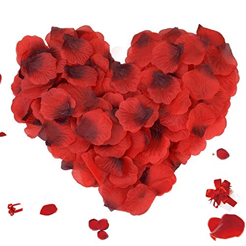 ASANMU 3000 Piezas Pétalos de Rosa, Petalos de Rosa Rojos Artificiales Pétalos de Rosa para Bodas Decoración, Fiestas, día de San Valentín y Ambiente Romántico, Proponer, Fores de Boda, Confeti