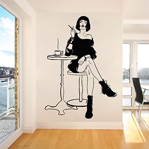 ASFGA Cafe Drink Coffee Wall Decal Bar Vinilo Paris Rock Beauty Cafe Cafe Etiqueta de Cigarrillo Pegatina Cafe Puerta decoración Cartel 100x140cm