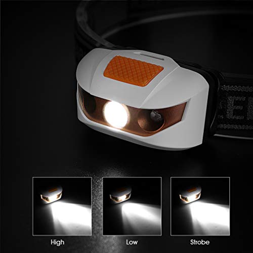 Asolym Faros LED Mini Sensor infrarrojo portátil Faros Luces al Aire Libre iluminación para Acampar Luces de Pesca nocturna2 Tipos de Modo de Interruptor 3 Tipos de Modo de iluminación