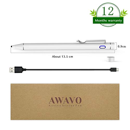 AWAVO Lápiz Capacitivo para Pantallas táctiles Apple Pencil, Styli Recargable con Punta de plástico Fino de 1,6 mm, Compatible con Apple iPad Pro/iPad 2018/iPhone/Samsung iOS y Tableta Android