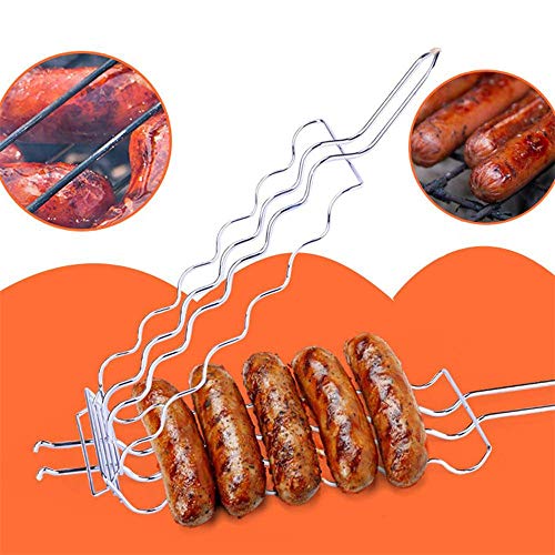 AZX Parrillas para Barbacoa, Perro Caliente de Malla de Metal Clip,Cesta para Salchicha, Herramienta de Barbacoa al Oeste