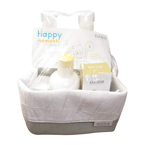 Babé Pediatric Cesta Happy Moments Gel de Baño, 500ml + Leche Hidratante Corporal, 500ml + Champú Extrasuave, 200ml +Crema Hidratante Facial, 50ml