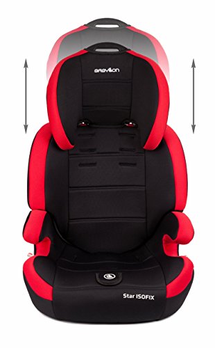 Babylon Star ISOFIX Silla de coche para niños 9-36 kg grupo 1-2-3, fabricada en Europa, color rojo