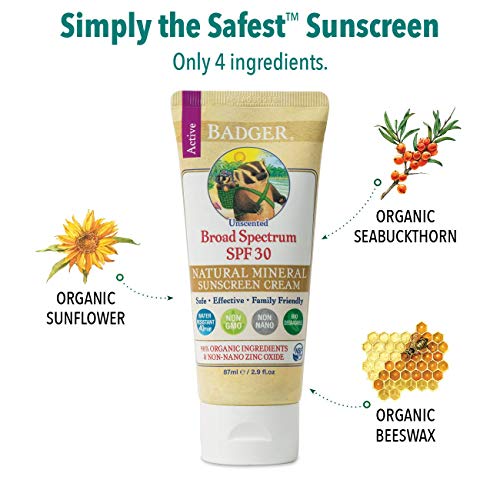 Badger All Natural Sunscreen, SPF 30, Unscented 2.9 oz (87 ml) by H&B Amazon - Test