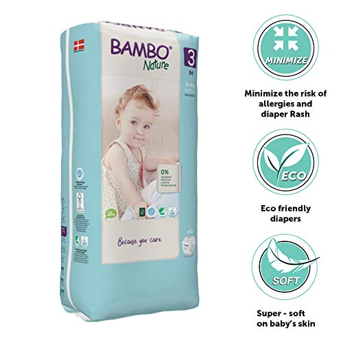 Bambo Nature Size 3 Premium Eco Pañales (9-18 lb/4-8 kg) Alto Pack de 52