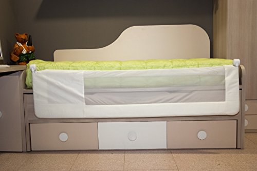 Barrera de cama para bebé, 180 x 66 cm. Modelo osito y luna gris. Barrera de seguridad.para bebes.