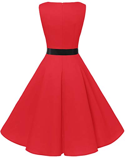 Bbonlinedress 50s Vestidos Vintage Retro Rockabilly Clásico Red XS