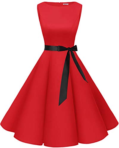 Bbonlinedress 50s Vestidos Vintage Retro Rockabilly Clásico Red XS