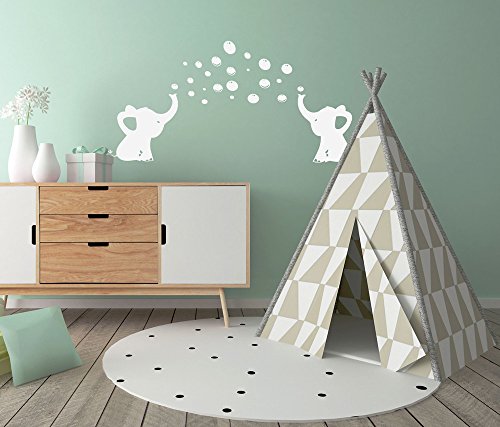 BDECOLL elefante burbujas guardería pared vinilo habitación de los niños soplando burbujas vinilo adhesivo decorativo para pared para la habitación del bebé Decor (blanco)