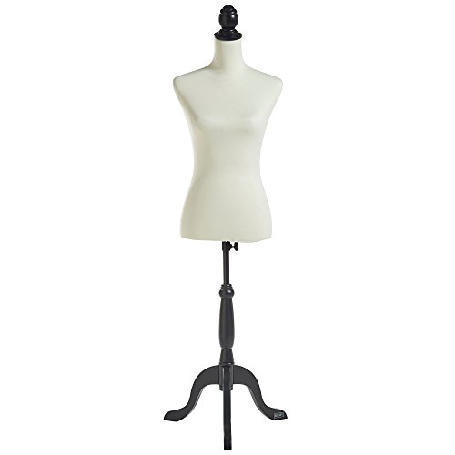 Beautify Maniquí Femenino de Costura Busto Cuerpo de Señora para Modistas Exhibición Sastre con 2 Fundas Extraíbles Blanco Negro Damasco, Altura Ajustable y Soporte de Trípode Talla 36 38