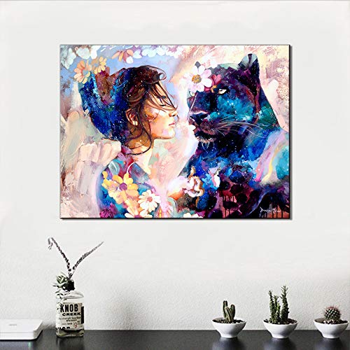 Beauty and Lion Poster Wall Art Canvas Wall Painting Living Room Home Decoration Nordic Decoration Printed Art (no Frame) A1 30x40CM