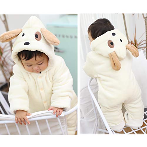 Bebé Mono con Capucha Mameluco de Franela para Niñas Invierno Pijama Pelele para 0-12 Meses Beige 3-6 Meses