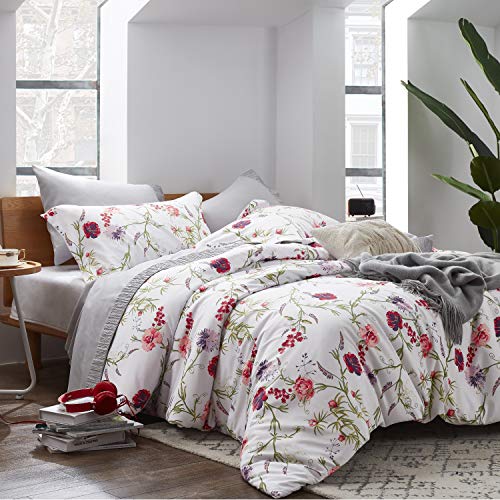 Bedsure Funda Nordica Cama 150/135 Flores - Funda Edredon 220x230cm con 2 Fundas de Almohada 40x75cm, 3 Piezas, Muy Suave