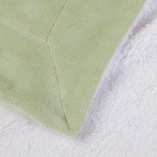 Bedsure Manta Reversible de Franela/Sherpa 220x240cm - Manta para Cama 135/150 de 100% Microfibra Extra Suave - Manta de Felpa Verde