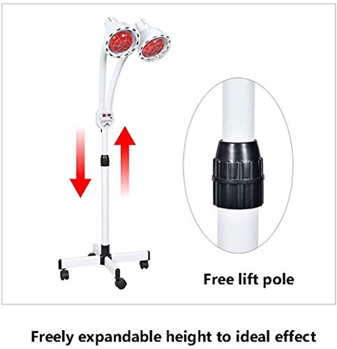 BEIAKE TDP Soporte del Piso De Lámpara De Calor Infrarrojo Cabeza del Doble De 360° Sin Ajuste De Flexión del Brazo para El Alivio del Dolor, Fisioterapia, Corporal Relajante,Rojo