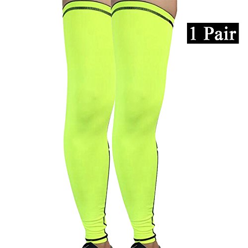 Beinwärmer Leg Warmers/Accesorio de Ciclismo,Anti-UV Perneras Mangas Elástica Transpirable Como, Calcetines de Compresion de Pierna Completa (1 Paio) Verde L