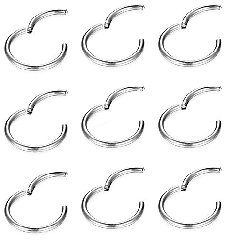 Besteel 9 Unids 16G de Acero Inoxidable Nariz Piercing Aro Pendientes para Las Mujeres Niñas Anillo de Piercing de Nariz Pierna del Labio joyería del Cuerpo 10mm