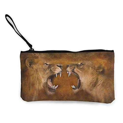 BHGYT Monedero de Lona de Rugido de león Leona Masai, Bolso de Maquillaje, Bolso de teléfono Celular con asa, Bolso de Embrague con Billetera de Pulsera Unisex, 4.7 'X 8.7'