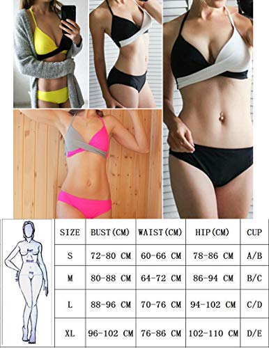 Bikini Elegante Traje de Baño Conjunto Bañador Halter Sexy Sólido para Mujer Ropa de Playa Traje de Baño Bikini Sets Talla Grande (Verde, M)