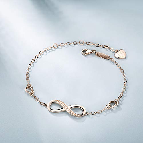 Billie Bijoux Pulsera de plata esterlina Mujer Símbolo Amor Infinito Brazalete de mujer ajustable regalo ideal el día de San Valentín (C- rose gold)