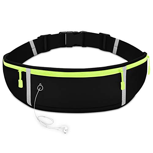 Bioasis Riñonera Deportiva, cinturón de Deporte, elástica, transporable y Impermeable, con Agujero de Auriculares, para el Correr, Aptitud, Ciclismo, Mujer/Hombre