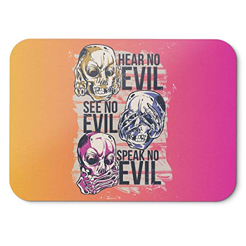 BLAK TEE Hear No Evil Skull Illustration Mouse Pad 18 x 22 cm in 3 Colours Pink Yellow