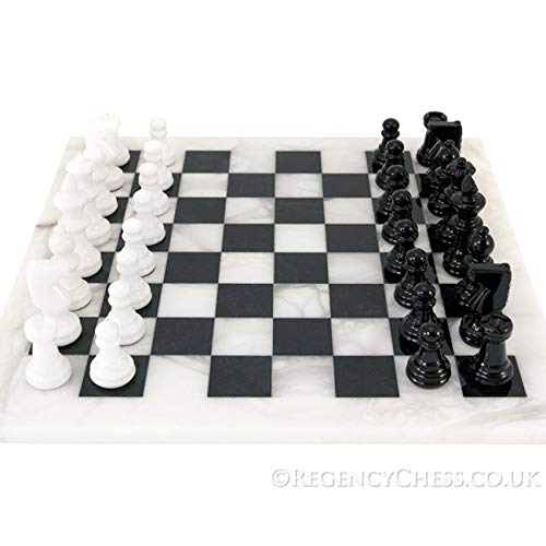 Blanco y Negro Alabastro Juego De Ajedrez 36.8cm