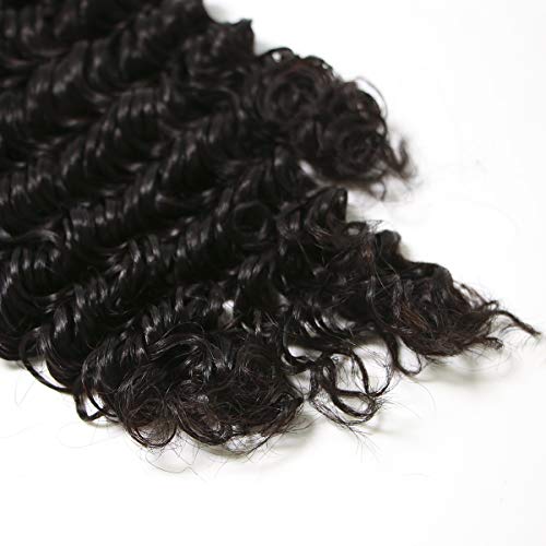 BLISSHair 3 paquetes Extensiones de Pelo Natural Humano de Cortina rizado Cabello Virgen Brasileño 100% Remy Brazilian Human Hair Bundles Rizado Largo 16 16 16 pulgada (210g,#1B Negro Natural)