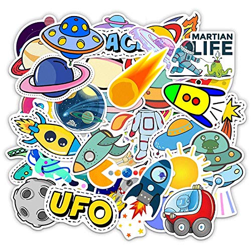 BLOUR 50 Piezas Space Planet Graffiti Sticker Astronaut Fun Cartoon Skateboard Refrigerator Guitar Decoration Waterproof Child Toy Sticker