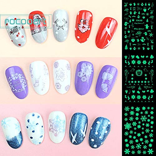 BLOUR SN Serie Luminosa Nuevo 2018 Pegatinas para decoración de uñas Consejos decoración envolturas para uñas Harajuku Feliz Navidad Navidad música Pegatinas de manicura