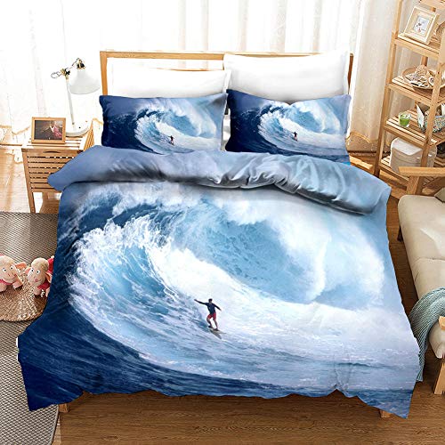 Blue Ocean Surfing en España 1 Funda Nórdica 2 Funda De Almohada 3 Piezas Ropa De Cama Hipoalergénica Refrescante 100% Microfibra Moda Inicio Ropa De Cama - 180X200CM