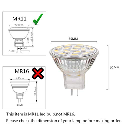 BOGAO MR11 GU4.0 3.5 W Led bombillas, Equival 25-35W lámparas halógenas, AC/DC 12 V, 350 lm, 120 ° Flood viga, empotrable, iluminación, iluminación de la pista, luz blanca (6000 K),4 unidades