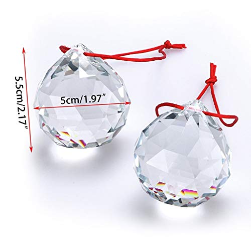 Bolas de prisma de Btsky, 2 bolas colgantes de cristal transparente de 50 mm con caja de regalo para feng shui o decoración en hogar, bodas y fiestas