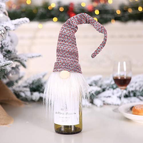 Bolsa de botella de vino de 2 piezas, cubierta de tapa de botella de vino de Santa Claus, utilizada para regalos de Navidad, decoración de fiestas