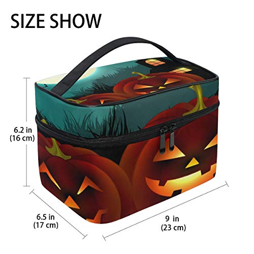 Bolsa de cosméticos de Viaje Halloween Fire Pumpkin ToiletryBolsa de Maquillaje Pouch Tote Case Organizer Storage For Women Girls