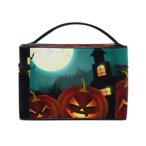 Bolsa de cosméticos de Viaje Halloween Fire Pumpkin ToiletryBolsa de Maquillaje Pouch Tote Case Organizer Storage For Women Girls